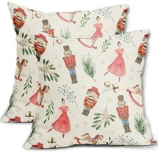 Christmas Nutcracker Pink Pillow Covers 18x18 18" x 18" Pack of 2 Pink Green