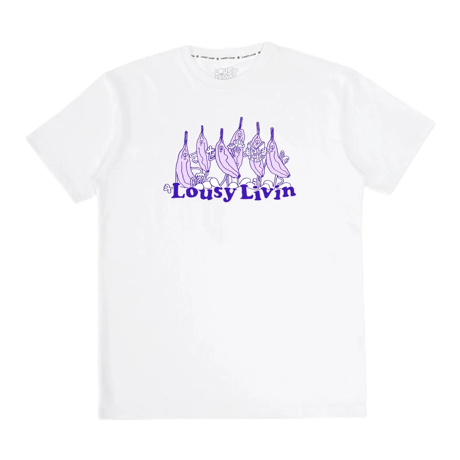 Lousy Livin Boxy Tee Banana Group T-Shirt Organic Cotton Jersey Banana Print New