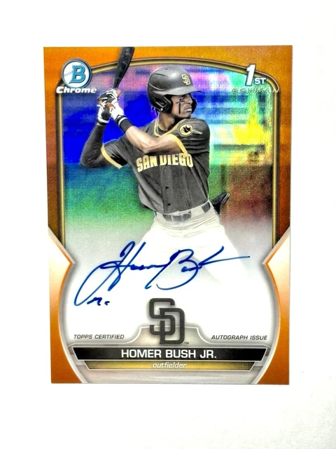Homer Bush Jr. 2023 Bowman Draft True Orange 1st Refractor Auto /25