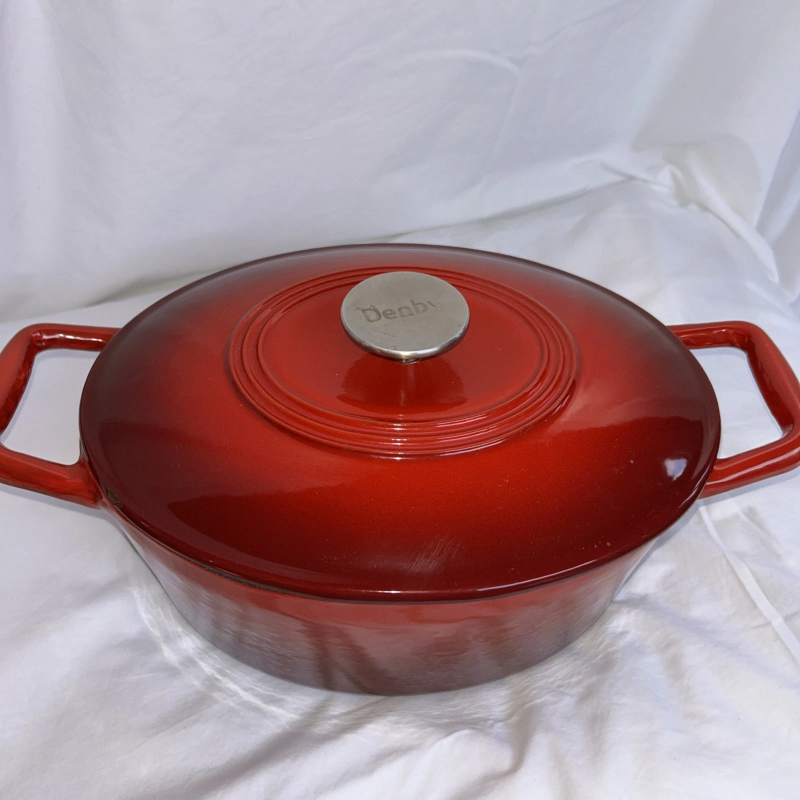 Denby Red Large Oval Cast Iron Pot Casserole Oven Roasting Dish Enamelled Inside
Opens in a new wind