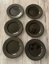 6 Vtg 60s Laveno Diamondstone Green Daisy Margherita MCM Salad Plates A. Campi