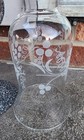 Vintage Etched Upcycled Glass Cloche On Metal Stand W/ Cat Inside — photo 6
