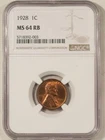 1928 LINCOLN CENT - NGC MS-64 RB