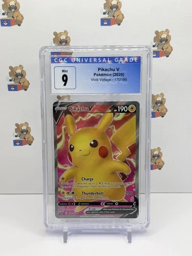 CGC 9 MINT Pikachu V (Full Art) 170/185 2020 Swsh04: Vivid Voltage Pokemon TCG