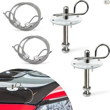 Universal Stainless Steel Hood Pin Kit With Quick Release Latch Color Silver
