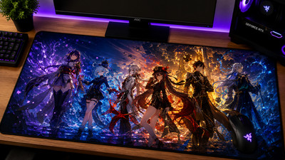 Genshin Impact XXL Mouse Pad Raiden Furina Gaming Desk Mat Anime