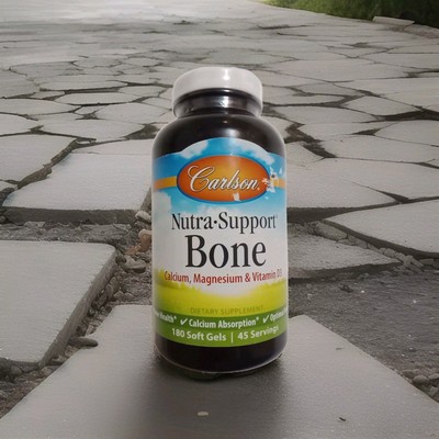 Carlson Nutra Support Bone: Calcium, Magnesium & Vit D3 180 Soft Gels BB 11/2025