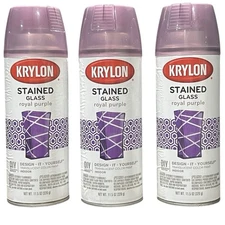 Krylon Stained Glass Spray Paint Royal Purple Translucent Indoor Lot Of 3 New