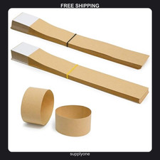 120 Pack Blank Kraft Currency Straps - 8 x 1.25 Inch Self-Adhesive Money Bands