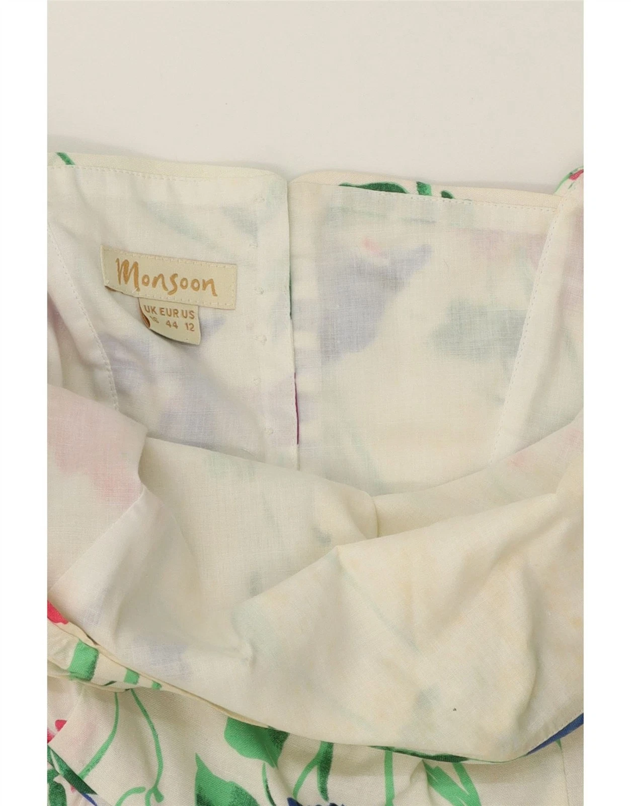 OFF WHITE Abito donna MONSOON senza maniche linea A UK 16 grande bianco sporco floreale AC16