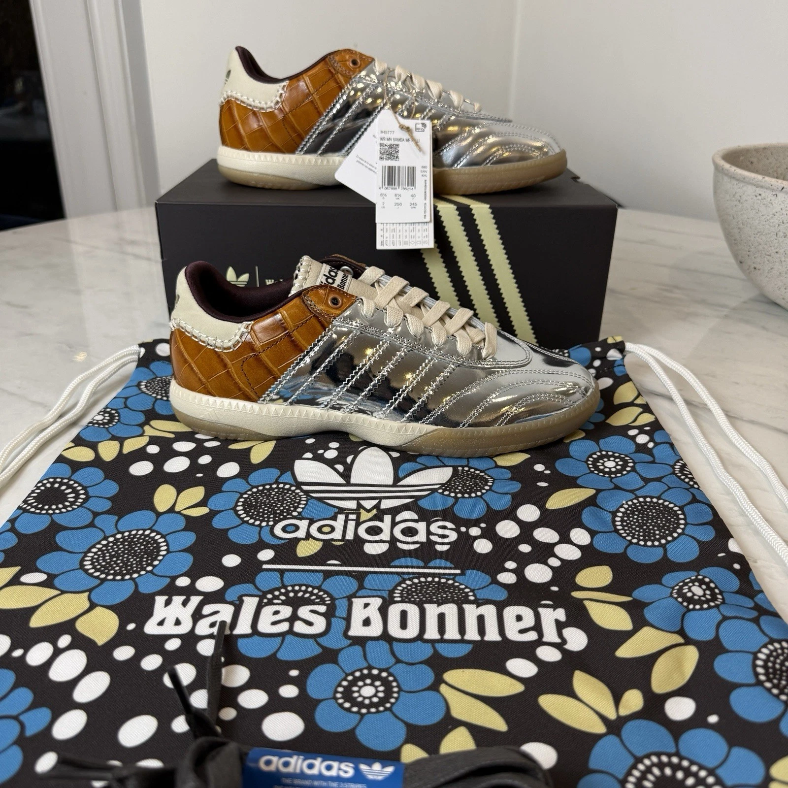 Adidas Samba Wales Bonner Silver Metallic Yellow Croc UK6.5 IH5777 BNIB