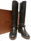 NIB COACH MABEL DARK SMOKE LEATHER CHAIN BUCKLE EQUESTRIAN RIDING BOOTS SIZE 9.0