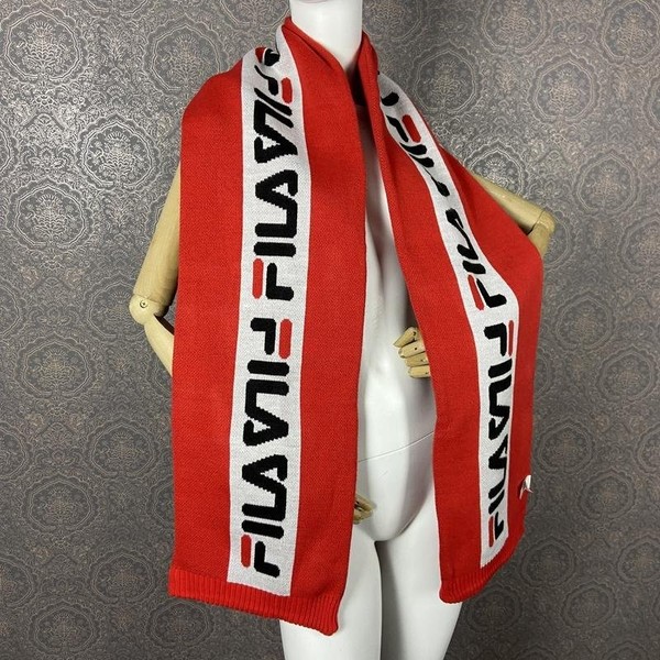 Women Fila Scarf Red Acrylic