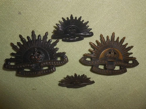 4 WWII WW2 Australian Military Forces Army Hat Badges  Insignias