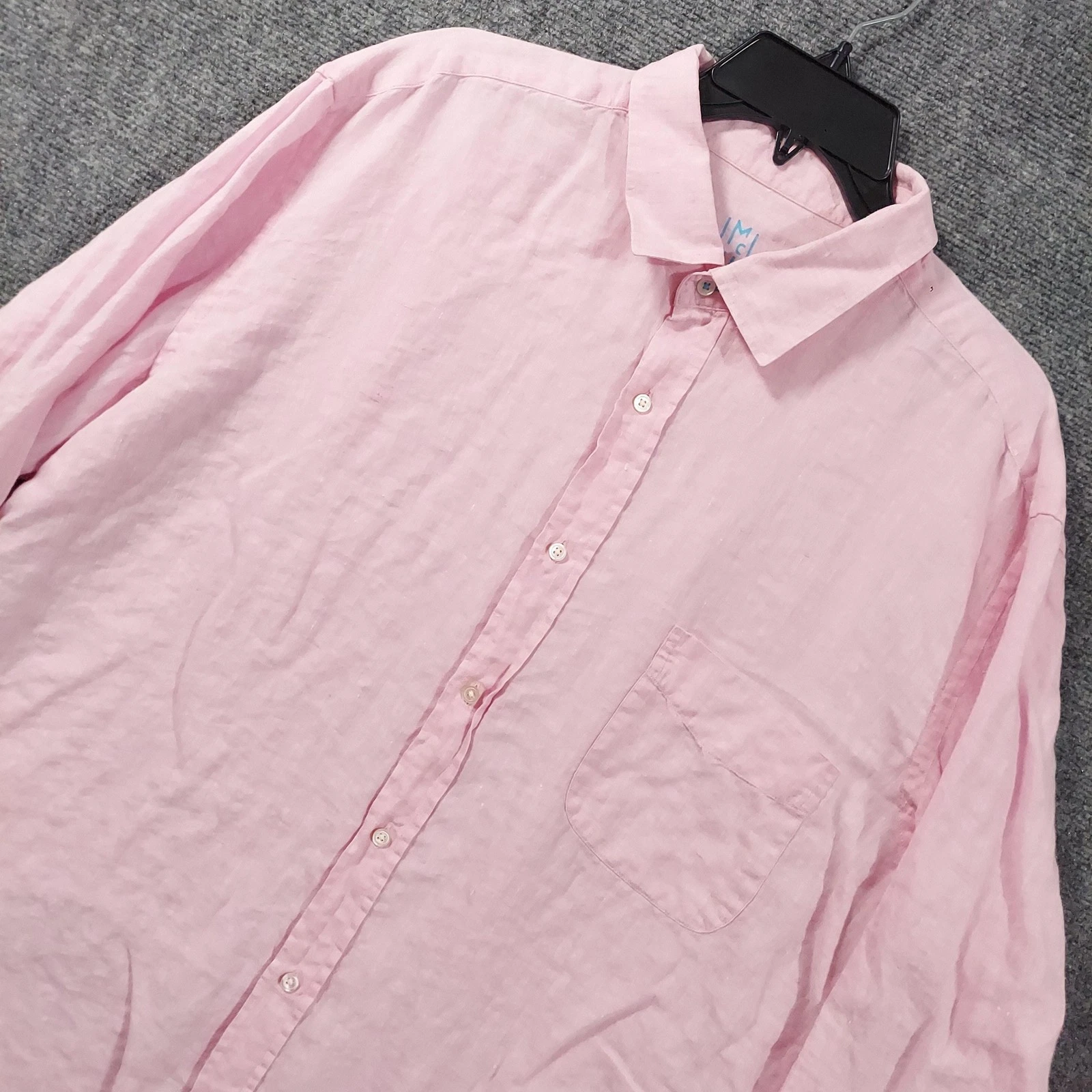 J McLaughlin Shirt Mens XL Pink Solid Long Sleeve Linen Button Up Casual