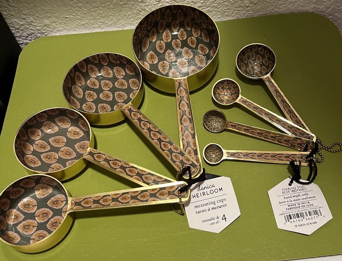 ENAMEL BLOCK PRINT MATTE GOLD STAINLESS STEEL DANICA HEIRLOOM MEASURING SETS