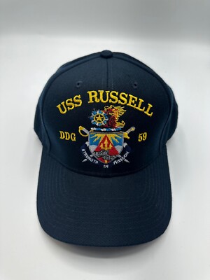 New The Corps USS Russell DDG 59 Logo Blue Baseball Cap Hat One Size