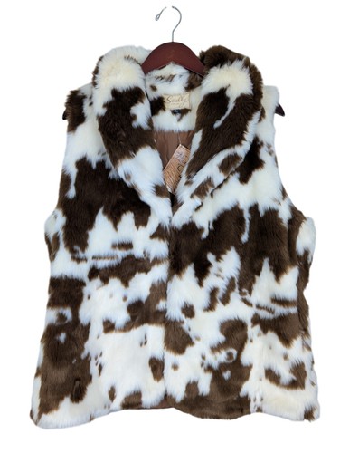 SCULLY Faux Fur Vest XL Honey Creek Calf Cow Print Western Cowgirl Boho - Picture 5 of 18