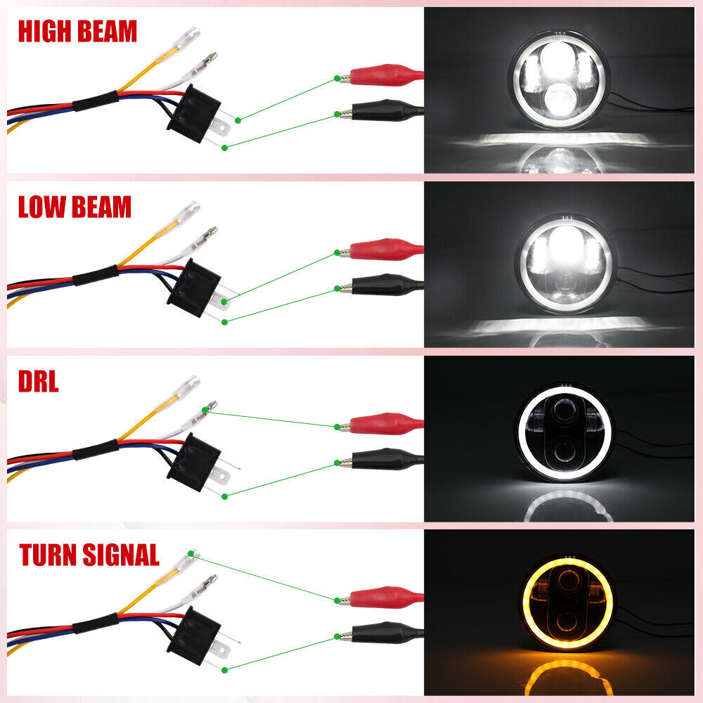 DOT 130W 4pcs 5.75" 5-3/4" Round LED Headlights Halo Angel Eyes for Ford GT 500