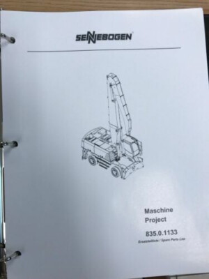 Sennebogen 835 Parts Manual Binder 835.0.1133 USPS Priority Mail