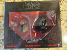 STAR WARS BLACK TITANIUM SERIES SABINE WREN & DARTH VADER HELMETS