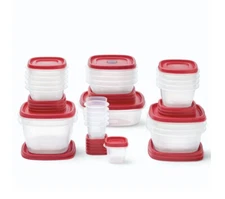 50-Piece Set Rubbermaid Food Storage Containers w/ Easy Find Lids, Vented, RED
