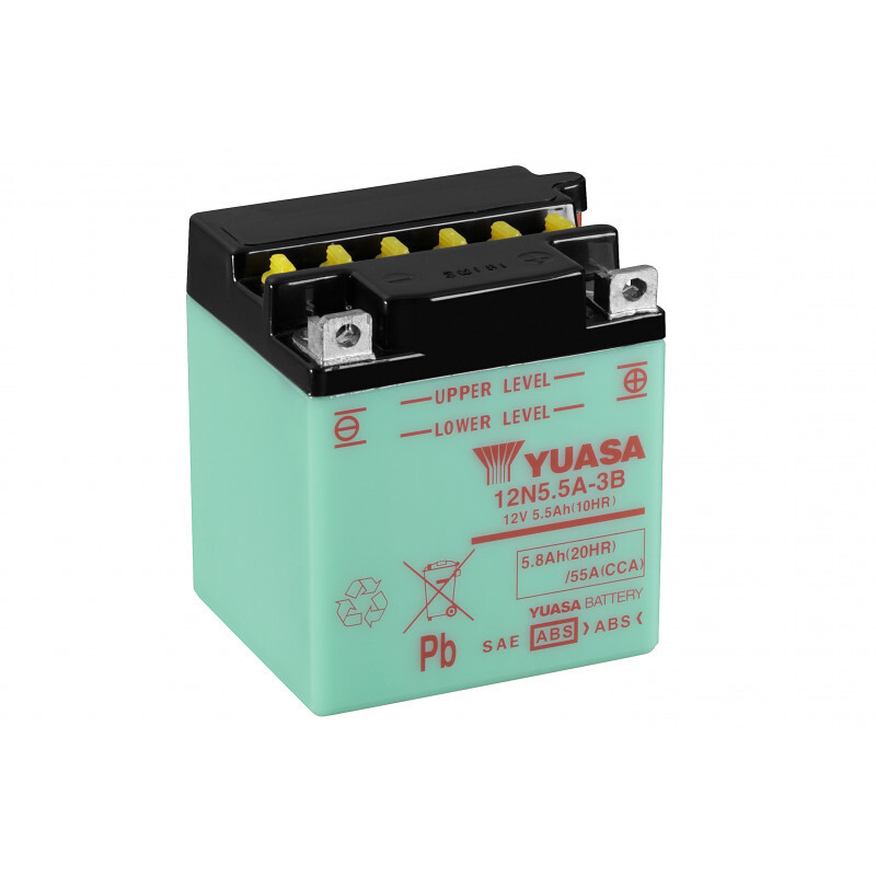 Batterie moto YUASA 12N5.5A-3B 12V 5.8Ah pour deux-roues classiques