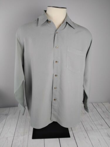 Men's Andrew Fezza NY Gray Dress Shirt Button Up Size Large - Picture 1 of 8