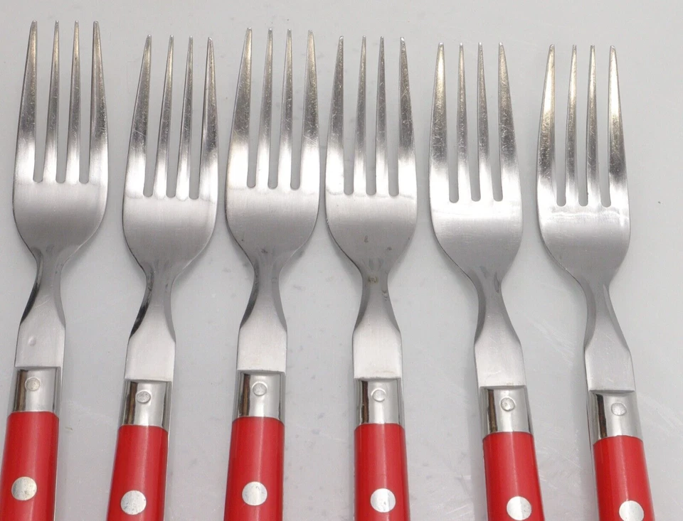 Washington Forge WF aço inoxidável Coreia Mardi Gras vermelho 6 garfos de jantar comprimento 7 5/8" - Imagem 4 de 4