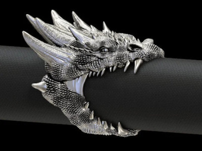 Dragon Head Sterling silver 925 ring Ring love gift for him handmade animal bike