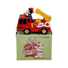 VINTAGE MASUDAYA WALT DISNEY MICKEY MOUSE FIRE ENGINE WIND-UP TOY