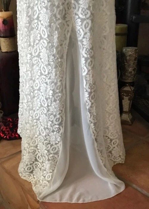 Chiffon Lace Vintage Shirley Of Hollywood Maxi Long Nightgown Full Slip Lingerie - Image 4 of 4