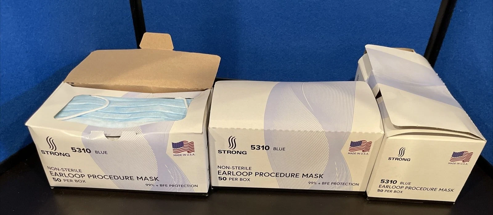 Strong #5310 Blue Disposable Medical Procedure Ear-Loop Face Masks 150 pcs