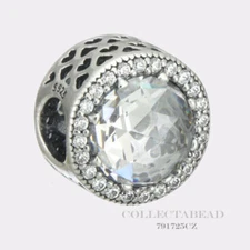 Authentic Pandora Silver Radiant Hearts Sparkling Clear CZ Charm 791725CZ