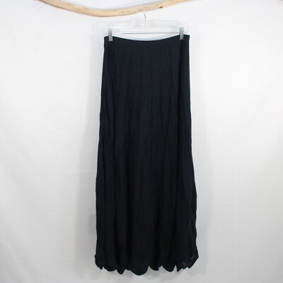 Soft Surroundings Long Modest Blue Navy Knit Skit Size PM Petite Medium Maxi 
