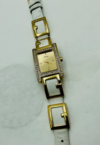 Guess Damenuhr weißes Buchstabenband vergoldet G85876L neue Batterie Japan MV - Bild 4 von 9