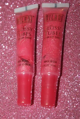 LOT OF 2 MILANI GLOSSY TUBES ULTRA LIP GLOSS  #14 SMOOTHIE  SEALED + GIFT