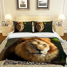 3D Lion S075 Animal Bed Pillowcases Quilt Duvet Cover Set Queen King Sunday