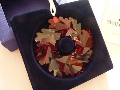 Swarovski Klar & Rot Kristall Blätter Kranz Dekoration Neu in OVP 5464866