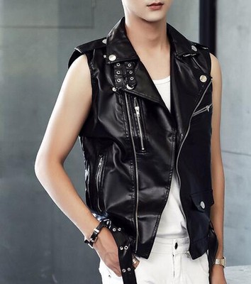 sleeveless leather duster