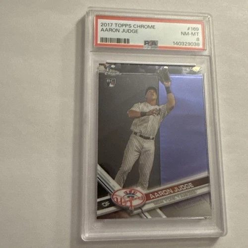 2017 Topps Chrome Aaron Judge Catching Rookie RC PSA 8 MINT New York Yankees MLB