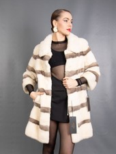 17665 NUOVO CAPPOTTO GLAMOUR VERO VISONE LUSSO PELLICCIA GIACCA PELLICCIA BELLISSIMO LOOK TAGLIA S