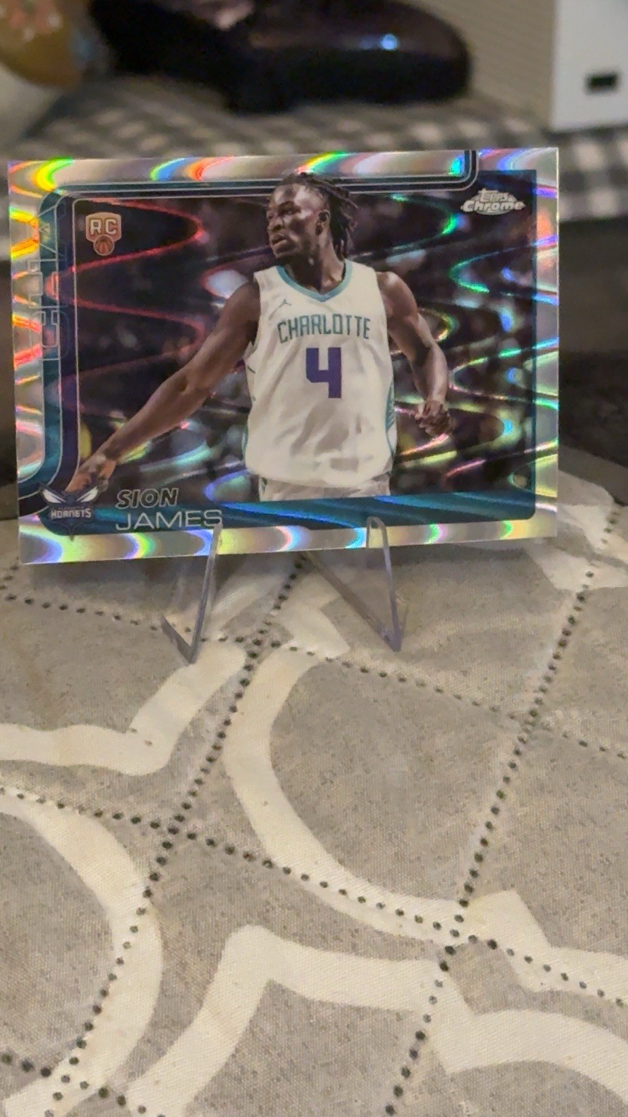 2025-26 Topps Chrome Basketball #283 Sion James RAYWAVE REFRACTOR RC - Hornets