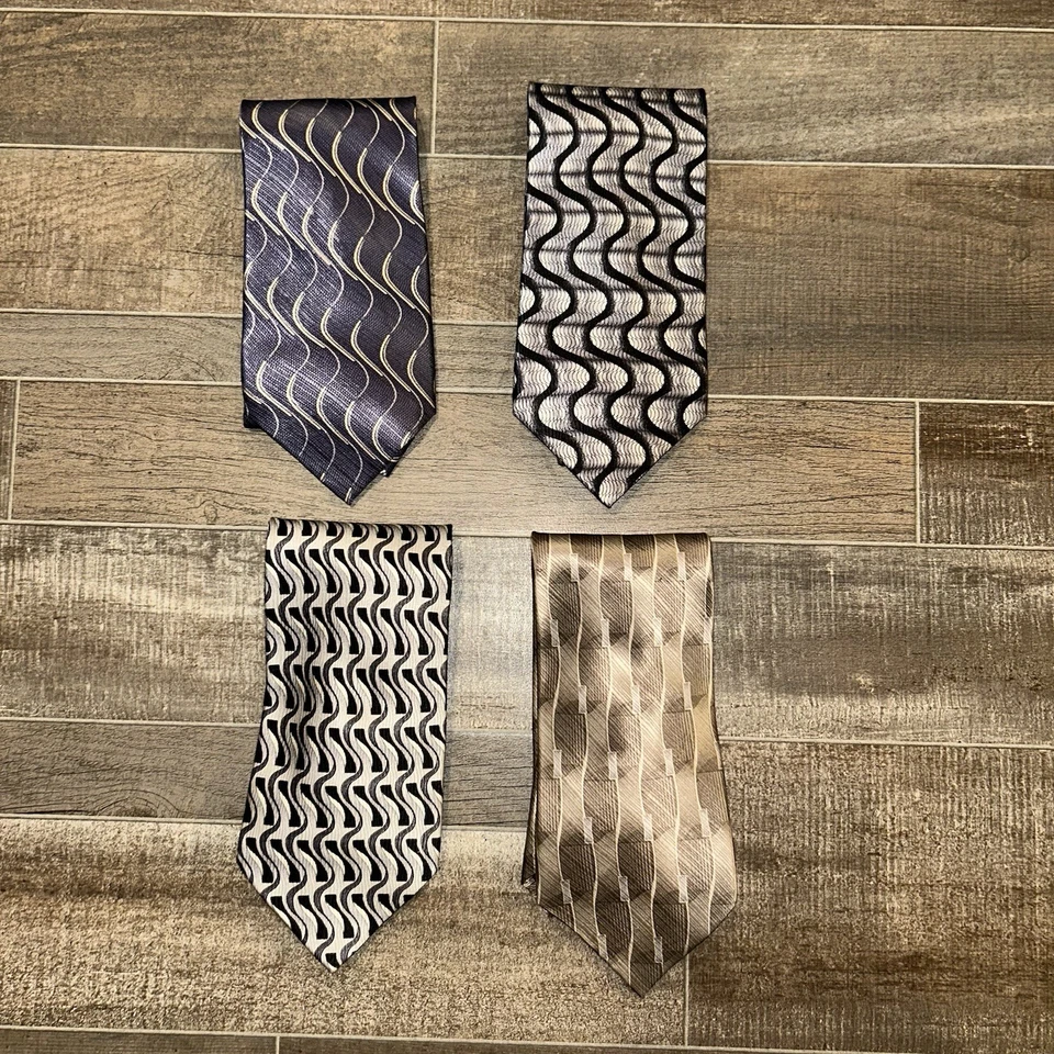 Lot Of 4 Designer Silk Neckties Italy USA Enrico Guccini  - Image 2 of 3