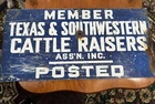 Texas & Southwestern Cattle Raisers POSTED Porcelain Sign 20” x 10” Vintage READ