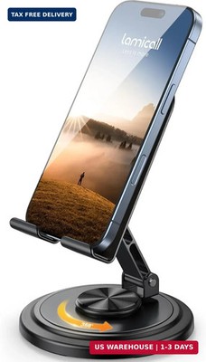 Lamicall Cell Phone Stand for Desk - [360° Rotation] Sturdy Adjustable Desktop P
