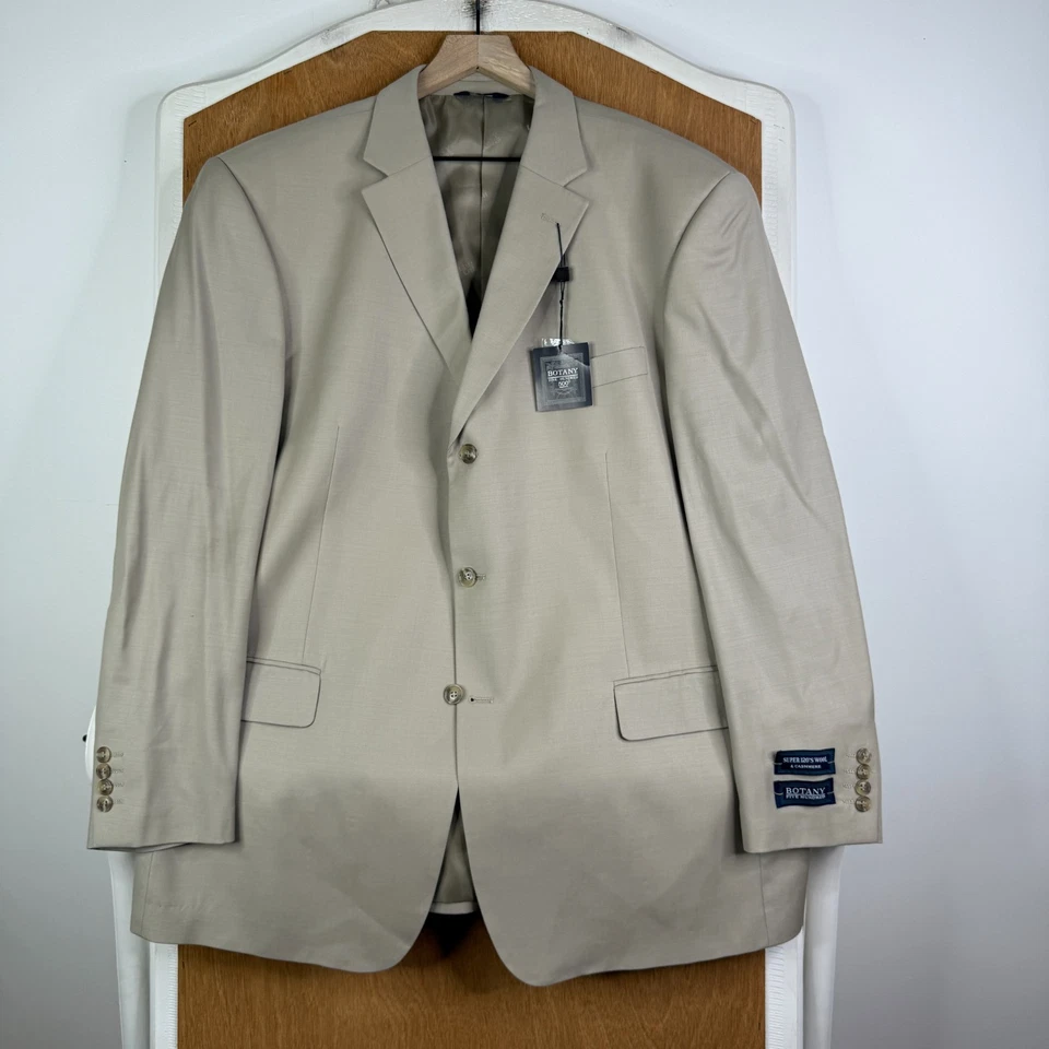 Traje Botany 500 Para Hombres 48R Tostado 3 Botones Lana Mezcla Cachemira Pantalones 42 Plisado NUEVO Foto 2 de 4