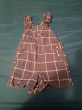 OshKosh B  gosh Overalls 12m Blue White Plaid Cotton Shortalls USA Vestbak