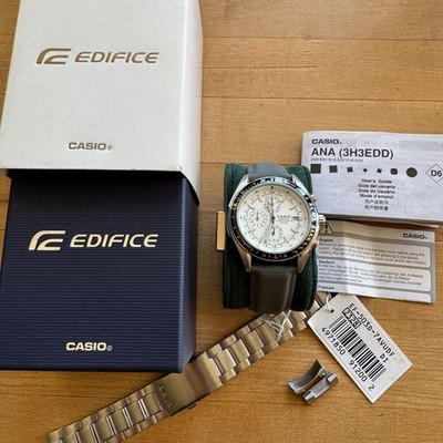 Casio Edifice EF-503D-7AVUDF White Dial Full Kit Unworn OEM Bracelet + Sailcloth
