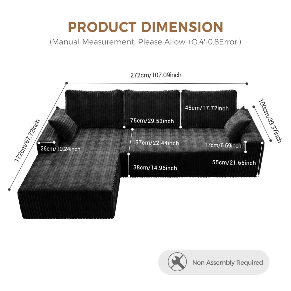 Sofá Chaise Lounge Combinación Libre Sofá Seccional Moderno en Forma de L/U Cama Tatami Foto 3 de 4